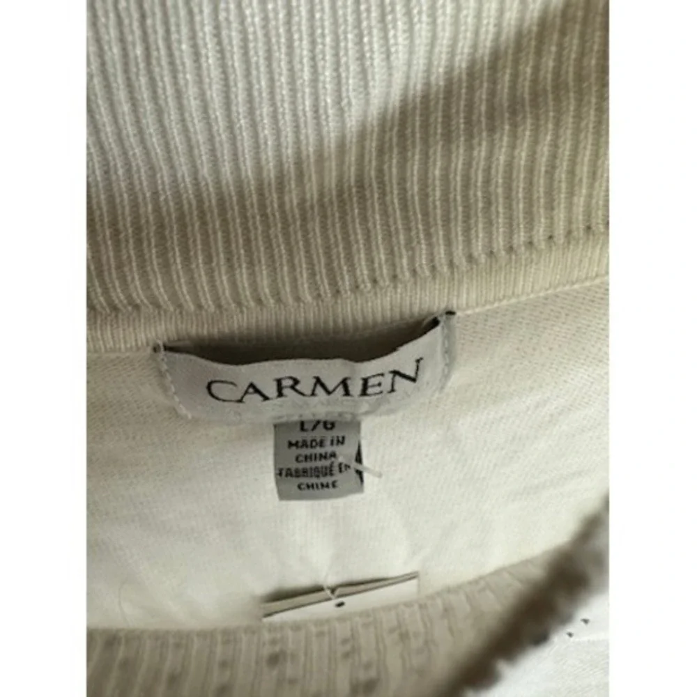 NWT Carmen Womens Mock Neck Rhinestone Lace Sleeveless White Blouse Size Large - Picture 6 of 10